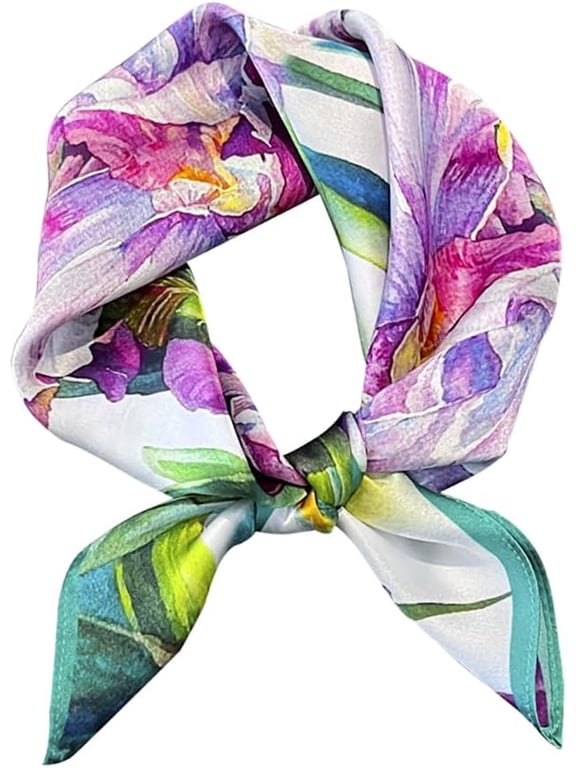 Mulberry Silk Scarfs Women Small Square Scarf 21" x 21" Breathable Lightweight Neckerchief Headscarf