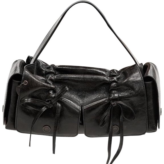 CAILDANL Multipocket Shoulder Bag Drawstring Bow Purse Vintage Y2K Handbag for Women Trendy Clutch Purse