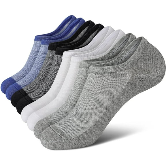 CAILDANL No Show Socks Men, Low Cut Ankle Short Casual Cotton Socks with Non Slip Grips 6-10/11-13