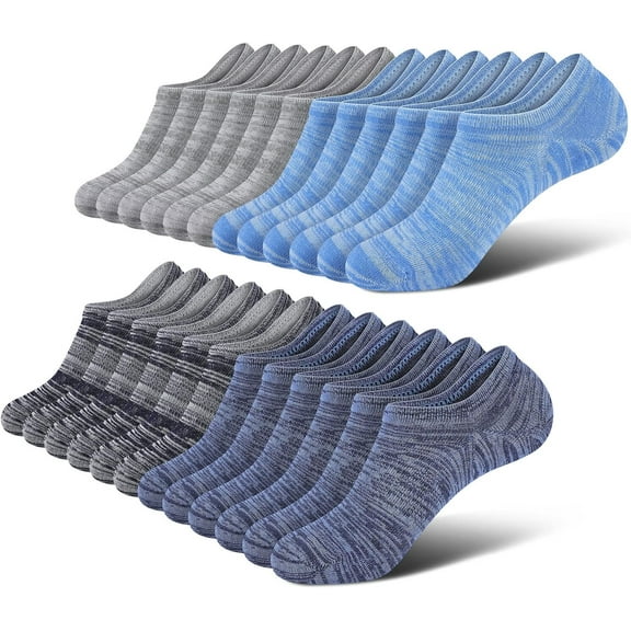CAILDANL No Show Socks Men, Low Cut Ankle Short Casual Cotton Socks with Non Slip Grips 6-10/11-13