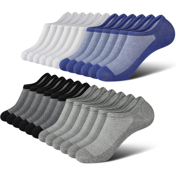 CAILDANL No Show Socks Men, Low Cut Ankle Short Casual Cotton Socks with Non Slip Grips 6-10/11-13