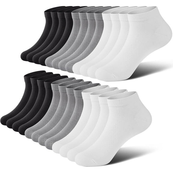 CAILDANL No Show Socks Men, Low Cut Ankle Short Casual Cotton Socks with Non Slip Grips 6-10/11-13