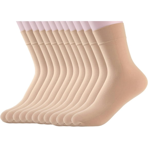 CAILDANL Nylon Sheer Socks For Unisex,Thin Transparent High Ankle Summer Dress Stockings 12 Pairs