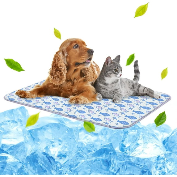 CAILDANL Pet Cooling Mat -20’’ X 16’’ Ice Silk Cooling Mat for Dogs & Cats Portable & Washable Pet Cooling Blanket, Car Seats, Beds for Summer (Green Fruit, Small)