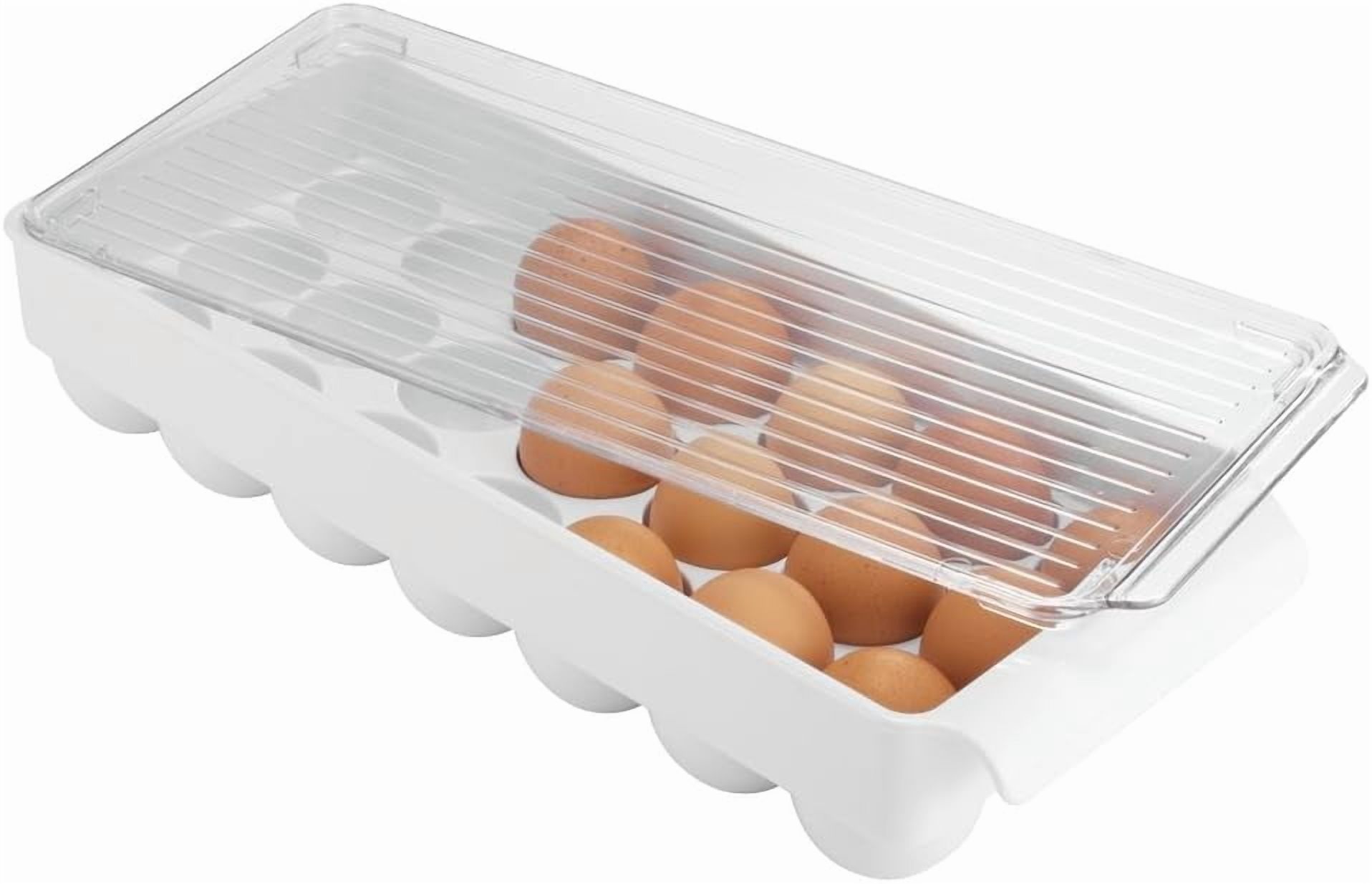 CAILDANL Plastic Egg Holder Fridge Organizer with Front Handle – 14.57" x 6.25" x 3", Clear