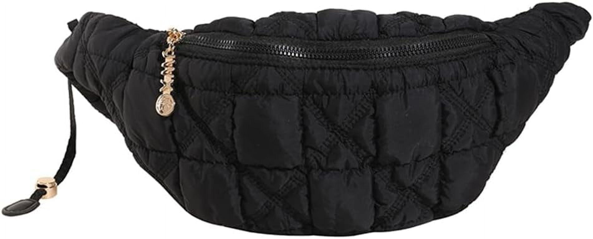 CAILDANL Quilted Crossbody Sling Bag Puffer Crossbody Fanny Pack Waist Bag Nylon Puffy Shoulder Bag Quilted Padding Crossbody Purse for Women