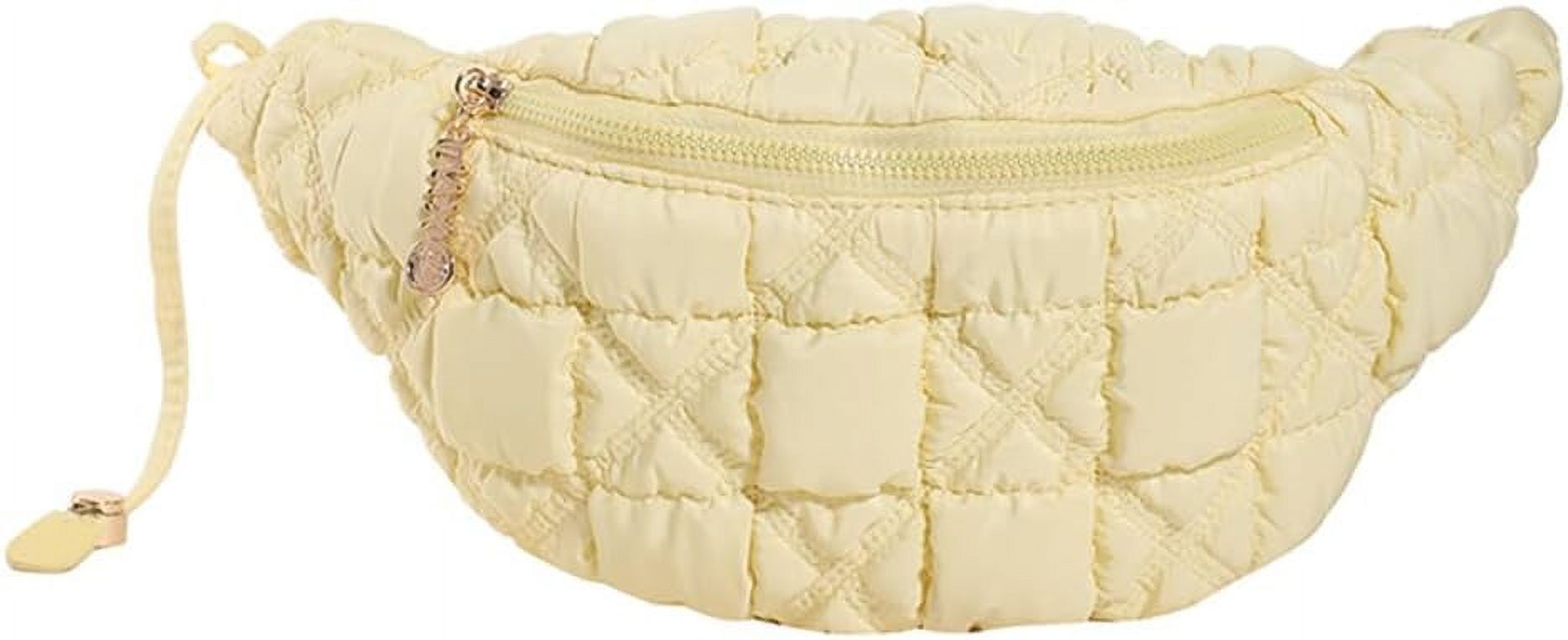 CAILDANL Quilted Crossbody Sling Bag Puffer Crossbody Fanny Pack Waist Bag Nylon Puffy Shoulder Bag Quilted Padding Crossbody Purse for Women