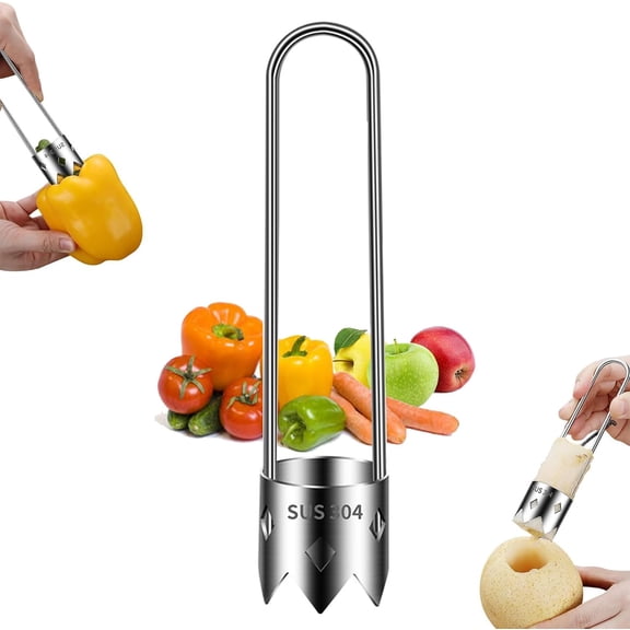 CAILDANL Red Bell Pepper Seed Corer, 2024 NEW Universal Stainless Steel Fruit Core Remover, Vegetables Fruit Corer Kitchen Gadget for Apple, Pear, Tomato, Pepper Corer (1 PC)