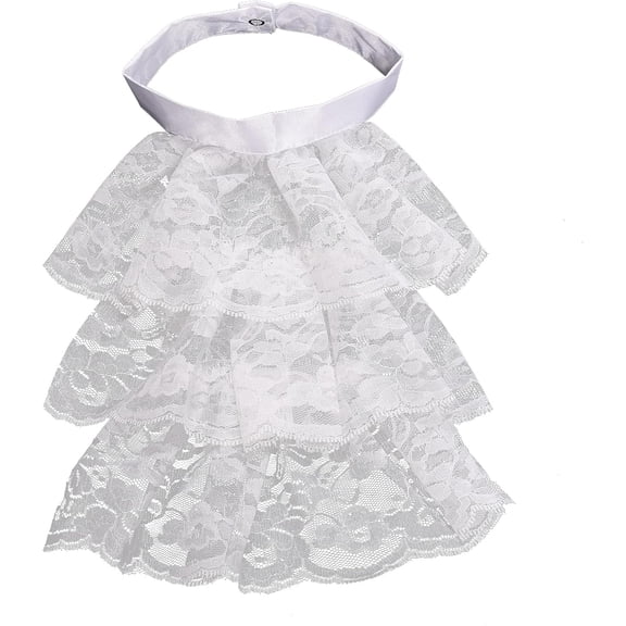 CAILDANL Renaissance Elizabethan Collar Costume Jabot Collar Lace Collar Ruffled Detachable Collar White