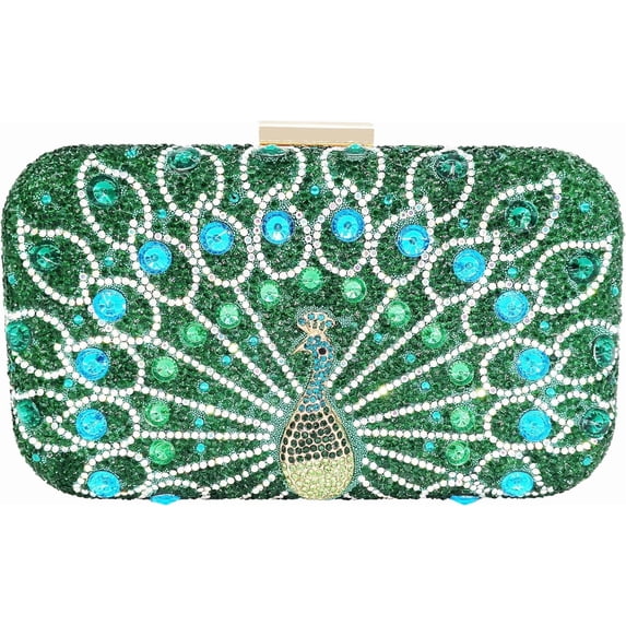 CAILDANL Rhinestone Clutch Purses for Women Evening Wedding Formal - Round Pearl Clasp Handbag - Crystal Diamond Bag
