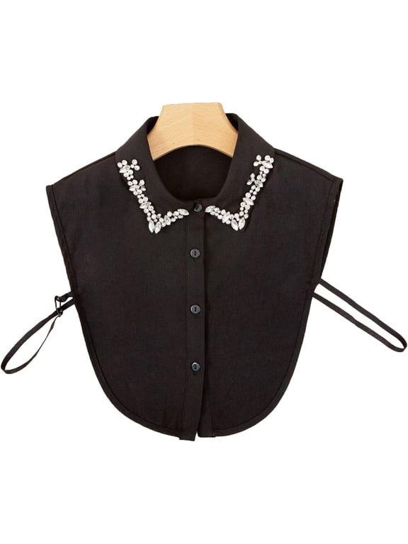 Rhinestone Fake Collar Detachable Collar Half Shirt Blouse Chiffon Shirt Collar Peter Pan Faux False Collar