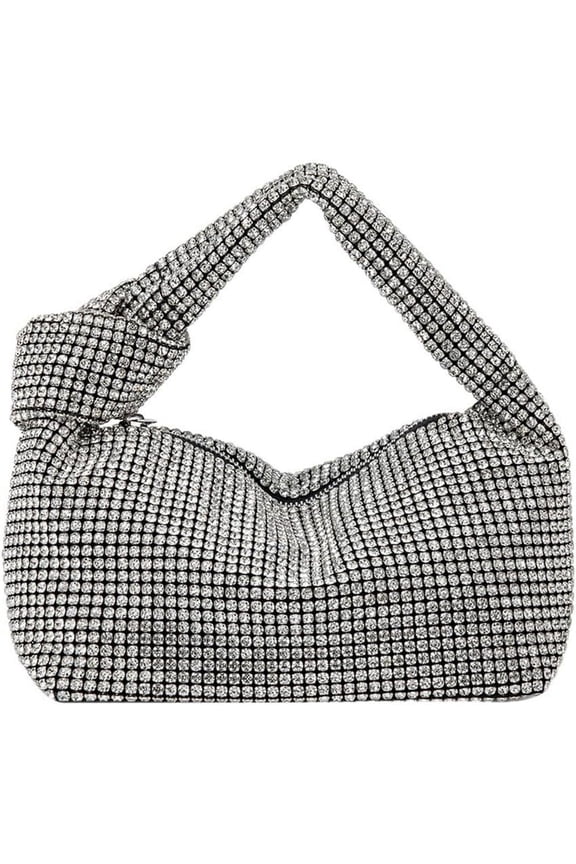 Rhinestone Purse Silver Clutch Bag for Women Crystal Evening Purse Glitter Handbag Shoulder Purse