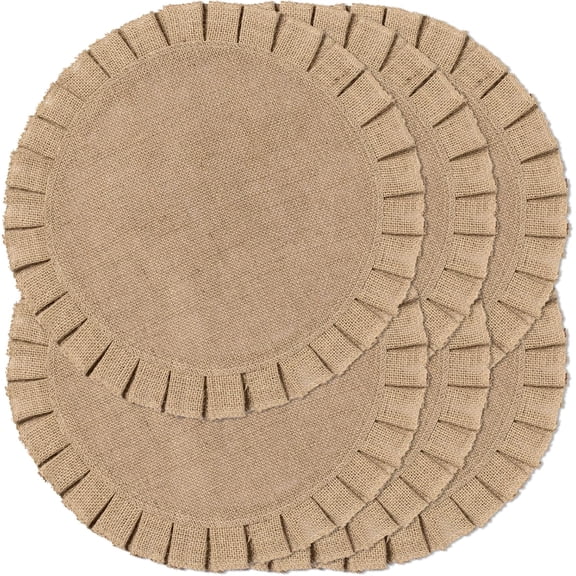 CAILDANL Round Burlap Placemats Set of 12 Jute Rustic Place Mats for Dining Tables Heat Resistant Natural Farmhouse Table Mats Decor for (Brown lace)