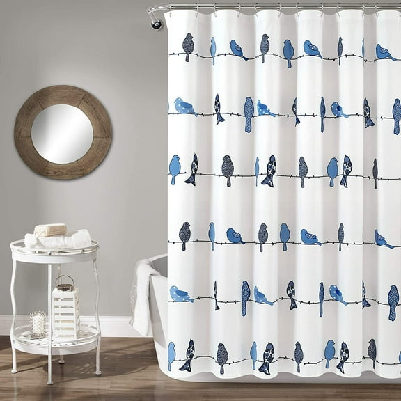 CAILDANL Rowley Birds Shower Curtain, 72” W x 72” L, Multi - Colorful Floral Bird Pattern - Whimsical & Playful Bird Shower Curtain - Farmhouse, Coastal, & Boho Bathroom Decor