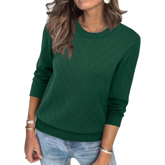 CAILDANL Sampeel Womens Sweaters Crew Neck Long Sleeve Tops Knit Soft Pullover Sweaters Cozy Dressy Casual Shirts Fashion Clothing