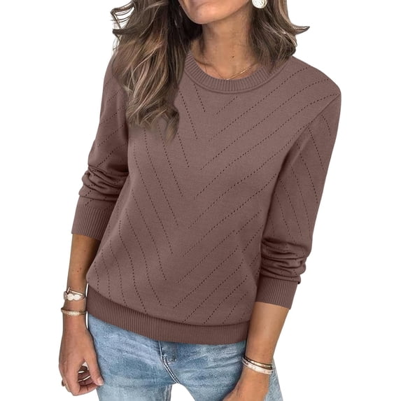 CAILDANL Sampeel Womens Sweaters Crew Neck Long Sleeve Tops Knit Soft Pullover Sweaters Cozy Dressy Casual Shirts Fashion Clothing