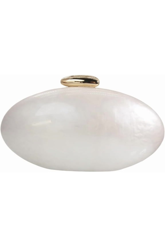 Shell Acrylic Evening Clutch Purse for Women Egg Shape Acrylic Handbags Oval Wedding Party Shoulder Crossbody Bag