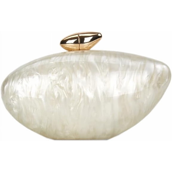 CAILDANL Shell Shape Acrylic Clutch Trendy Metallic Acrylic Evening Bag Shiny Egg Purses and Handbags for Women Wedding Party
