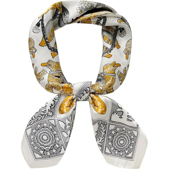 CAILDANL Silk Feeling Scarf Medium Square Satin Head Scarf for Women 27.5 × 27.5 inches