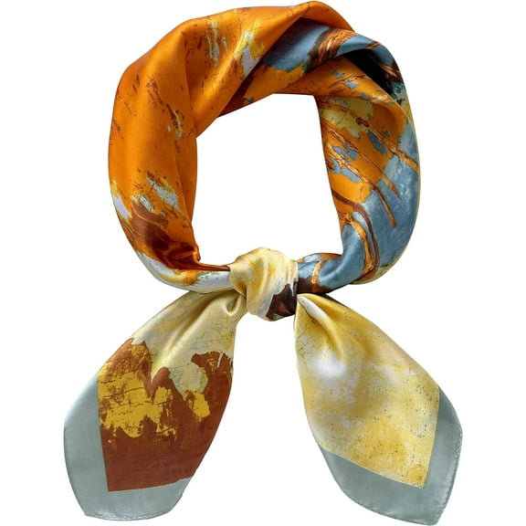 CAILDANL Silk Feeling Scarf Medium Square Satin Head Scarf for Women 27.5 × 27.5 inches