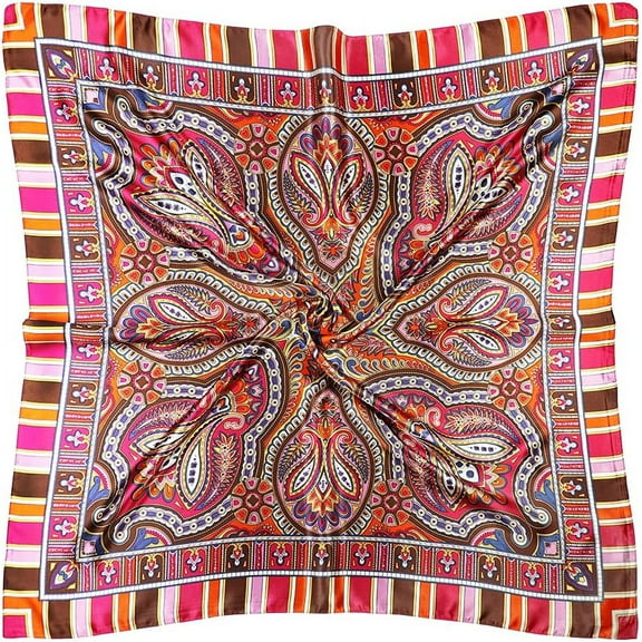 CAILDANL Silk Like Head Scarf for Women Satin Printed Bandana for Hair Wrapping Fashion Accessory 35 Inch Square Hair Scarf