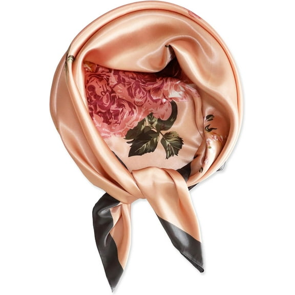 CAILDANL Silk Like Head Scarf for Women Satin Printed Bandana for Hair Wrapping Fashion Accessory 35 Inch Square Hair Scarf