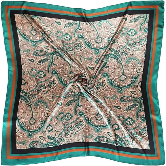 CAILDANL Silk Like Head Scarf for Women Satin Printed Bandana for Hair Wrapping Fashion Accessory 35 Inch Square Hair Scarf