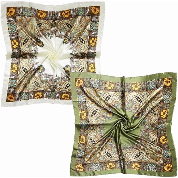 CAILDANL Silk Like Head Scarf for Women Satin Printed Bandana for Hair Wrapping Fashion Accessory 35 Inch Square Hair Scarf