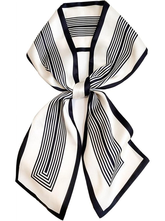 Silk Neck Scarf Printed Scarves Head Women'S Fashion Oblique Angle Satin Scarfs For Bag Hair 59” X 5.9”
