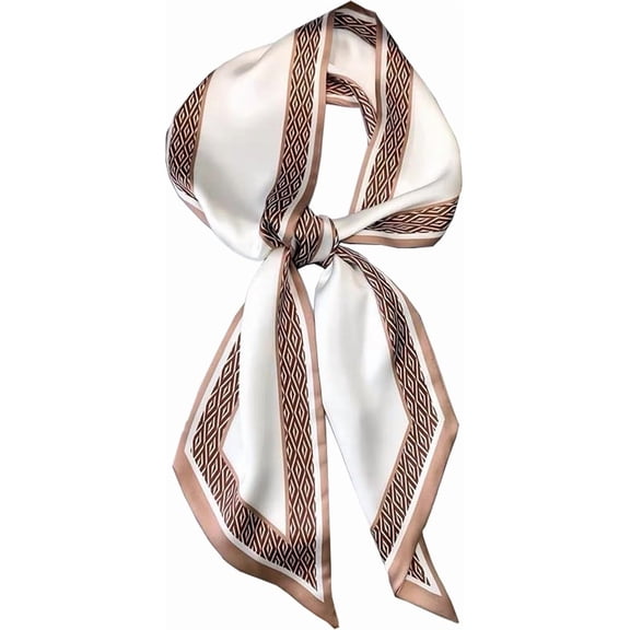 CAILDANL Silk Neck Scarf Printed Scarves Head Women'S Fashion Oblique Angle Satin Scarfs For Bag Hair 59” X 5.9”