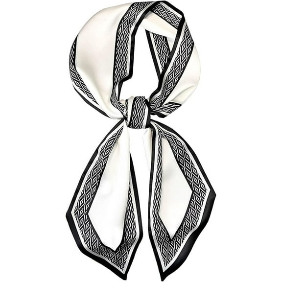 CAILDANL Silk Neck Scarf Printed Scarves Head Women'S Fashion Oblique Angle Satin Scarfs For Bag Hair 59” X 5.9”