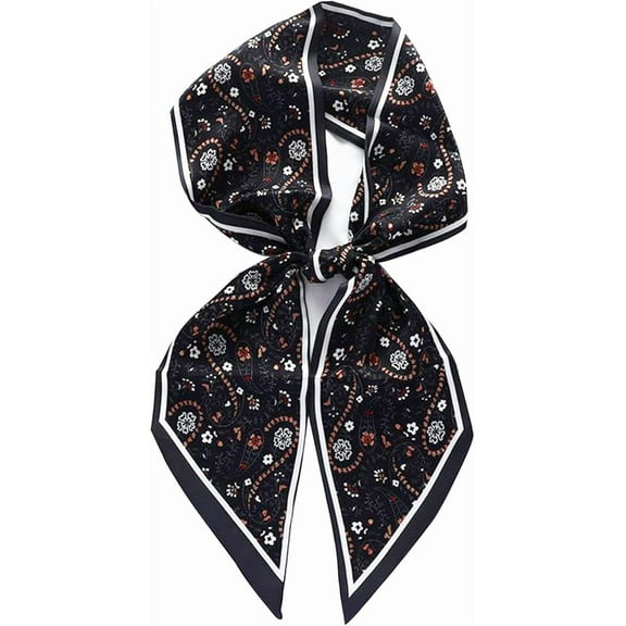 CAILDANL Silk Neck Scarf Printed Scarves Head Women'S Fashion Oblique Angle Satin Scarfs For Bag Hair 59” X 5.9”