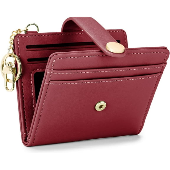 CAILDANL Slim Wallet for Women,RFID Blocking Bifold Credit Card Holder with Zipper Coin Pocket,ID Window,Keychain