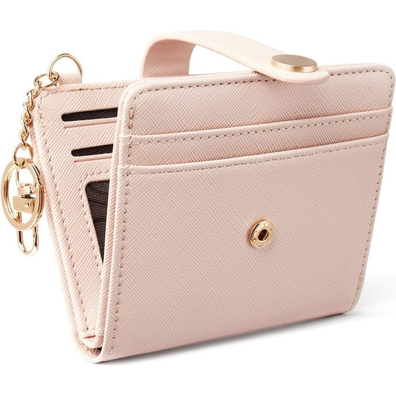 CAILDANL Slim Wallet for Women,RFID Blocking Bifold Credit Card Holder with Zipper Coin Pocket,ID Window,Keychain