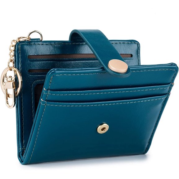 CAILDANL Slim Wallet for Women,RFID Blocking Bifold Credit Card Holder with Zipper Coin Pocket,ID Window,Keychain