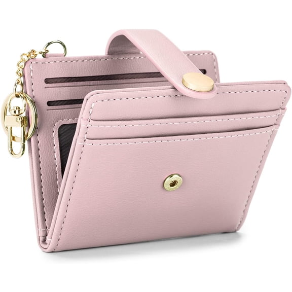 CAILDANL Slim Wallet for Women,RFID Blocking Bifold Credit Card Holder with Zipper Coin Pocket,ID Window,Keychain
