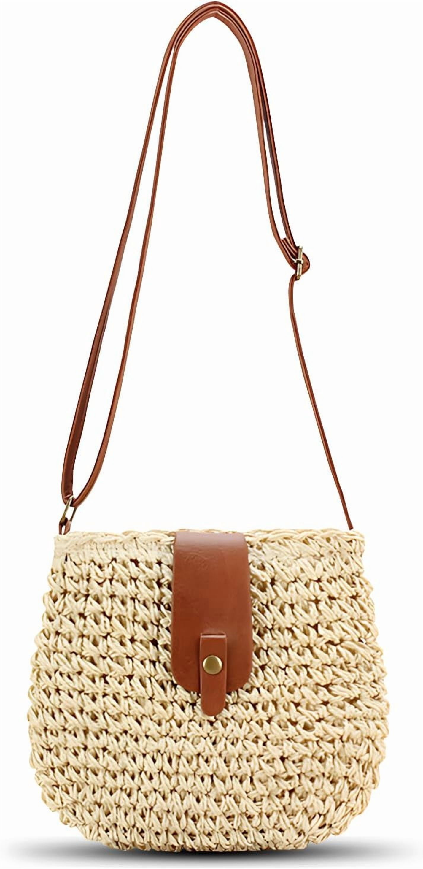CAILDANL Small Straw Crossbody Bag for Women Boho Handmade Woven Summer Beach Bag Handbags Shoulder Purse for Vacation