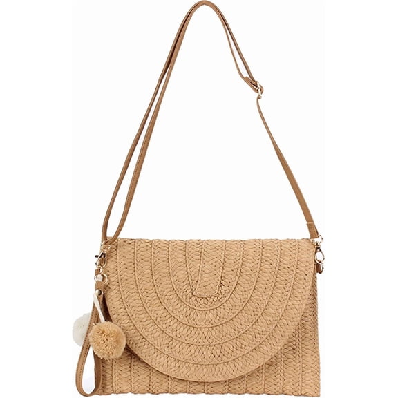 CAILDANL Small Summer Beach Bags Straw Beach Bag Woven Purse Cute Womens Small Handbag Shoulder Purse Straw Clutch Purses