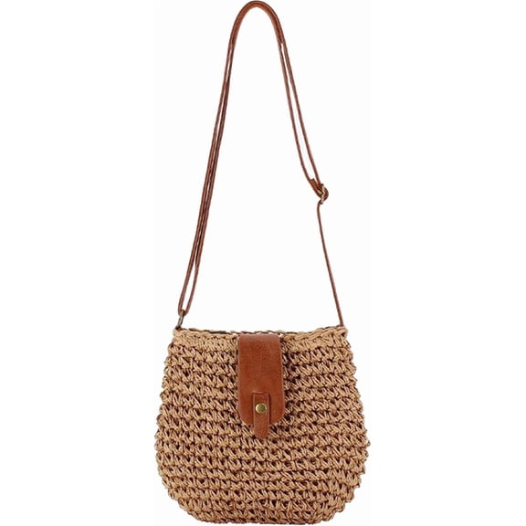 CAILDANL Small Summer Beach Bags Straw Beach Bag Woven Purse Cute Womens Small Handbag Shoulder Purse Straw Clutch Purses