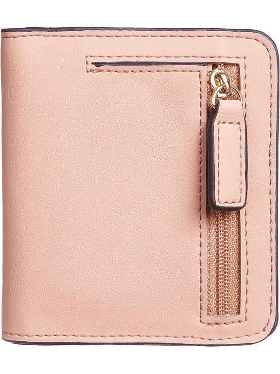 Small Wallet for Women, Slim Bifold Credit Card Holder, Compact RFID Blocking Cash Wallet, Billfolds Thin Leather Zipper Pocket, Mini Wallet Gift for Ladies Teen Girls Travel with ID Window