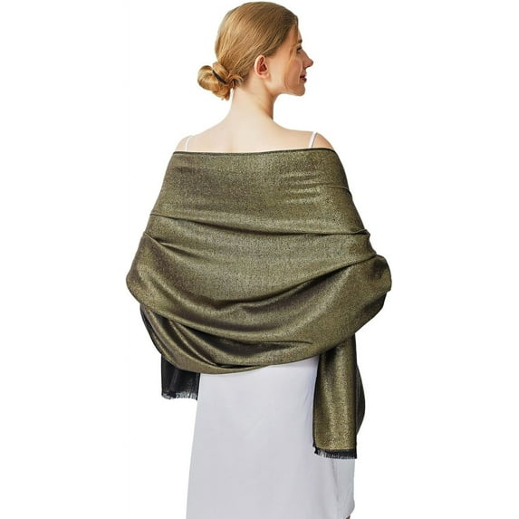 CAILDANL Sparkling Metallic Pashmina Shawl Wraps Scarf for Evening Party Bridal Wedding Formal Dresses
