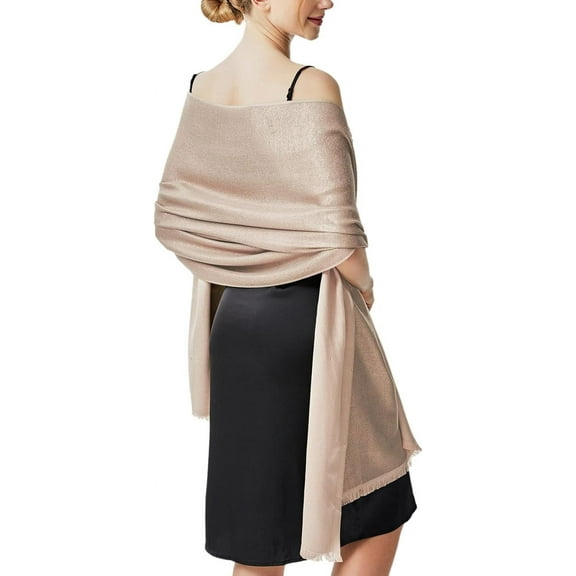 CAILDANL Sparkling Metallic Pashmina Shawl Wraps Scarf for Evening Party Bridal Wedding Formal Dresses