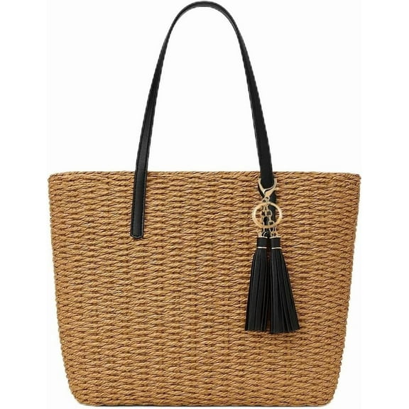 CAILDANL Straw Bags For Women | M Size Travel Straw Totes Bag Woven Summer Handmade Shoulder Bag Handbag