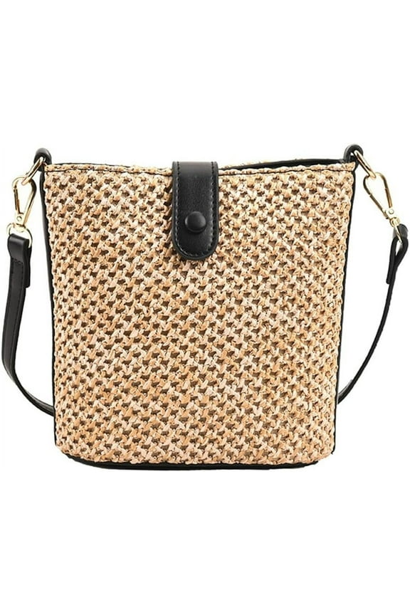 Straw Beach Bags For Women Rattan Purse Summer Straw Cross-body Bag Raffia Handbag Purses Shoulder Bag Small Bucket Bag 2025