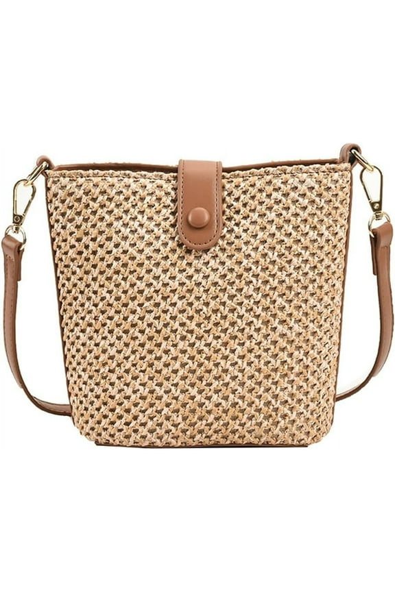 Straw Beach Bags For Women Rattan Purse Summer Straw Cross-body Bag Raffia Handbag Purses Shoulder Bag Small Bucket Bag 2025