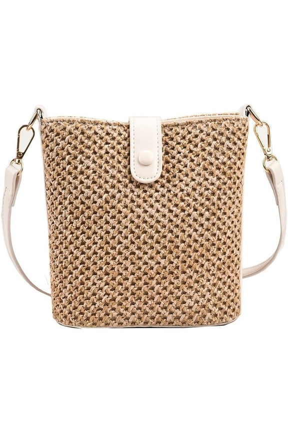 Straw Beach Bags For Women Rattan Purse Summer Straw Cross-body Bag Raffia Handbag Purses Shoulder Bag Small Bucket Bag 2025