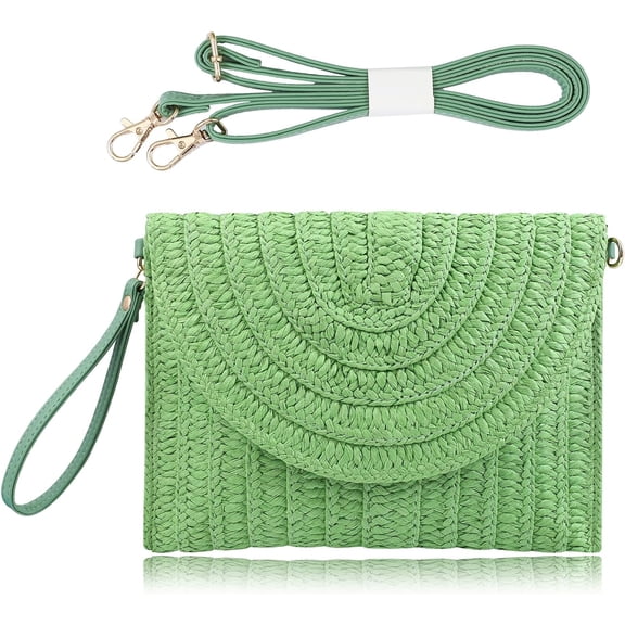 CAILDANL Straw Clutch Handbag Summer Beach Straw Purse for Women woven Envelope Bag