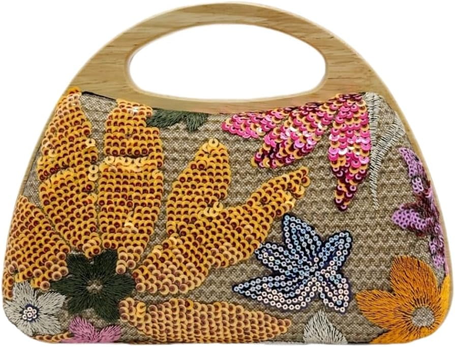 CAILDANL Straw Clutch Handbags Women Beach Crossbody Hand-woven Summer Purse Wallet Top handle Evening Bag for Wedding Party