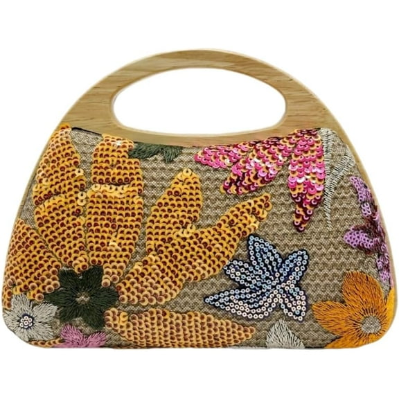 CAILDANL Straw Clutch Handbags Women Beach Crossbody Hand-woven Summer Purse Wallet Top handle Evening Bag for Wedding Party