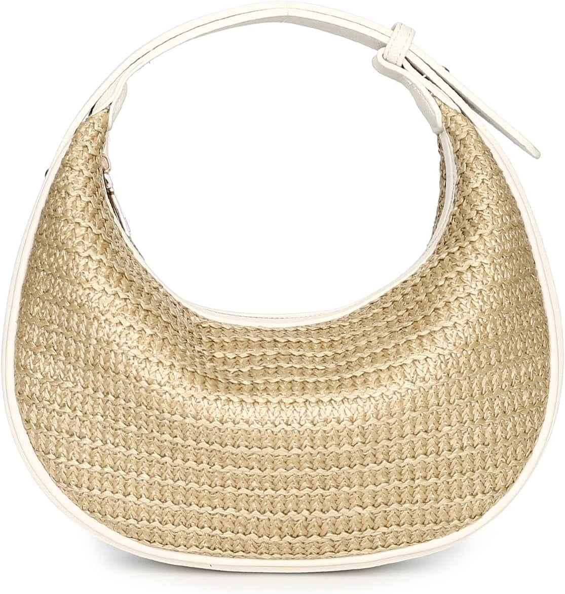 CAILDANL Straw Crossbody Bag for Women Beach Woven Hobo Handbag Summer Chic Crescent Shoulder Purses with Adjustable Strap